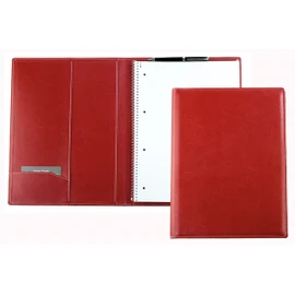 DELMON VARONE Writing Case with Notepad DIN A4 (80 Sheets) Made of Vegan Eco Faux Leather Red - Organiser Conference Folder with Pen Holder and Slip Pocket - Business Organiser Folder