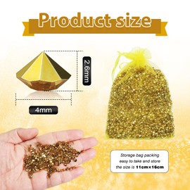 TOAOB 5000 x 4 mm Crystal Shaped Diamond Gems Gold Rhinestone Stones for Wedding Table Wedding Bridal Shower Vase Beads Decorations