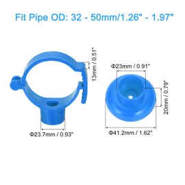 sourcing map 12Pcs PVC Pipe Clamps with Base, Fit for 32-50mm OD Tubing, Adjusted Plastic Pipe Hanger Clamp Water Pipe Support for Pipe Connection, Blue