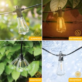 Zuske Outdoor String Lights, 200FT Patio Lights with 100 Shatterproof ST38 Globe Bulbs(4 Spare), Waterproof Connectable Dimmable LED Hanging String Lights for Outside Backyard Porch Balcony(100FT x 2)