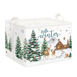 Clastyle Winter Animals Baby Laundry Hamper Snowflake Kid Storage Basket Boy Girl Gift Toy Box Collapsible Clothes Organizer Nursery Bin for Bedroom,Deer,40 * 30 * 30 cm