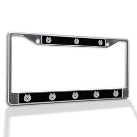 Fastasticdeals Metal Insert License Plate Frame Samoyed Dog C Weatherproof Car Accessories Chrome 2 Holes Solid Insert