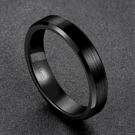 SOMEN TUNGSTEN 4mm 6mm 8mm Black Ceramic Ring Brushed Comfort Fit Wedding Band Size 4-15