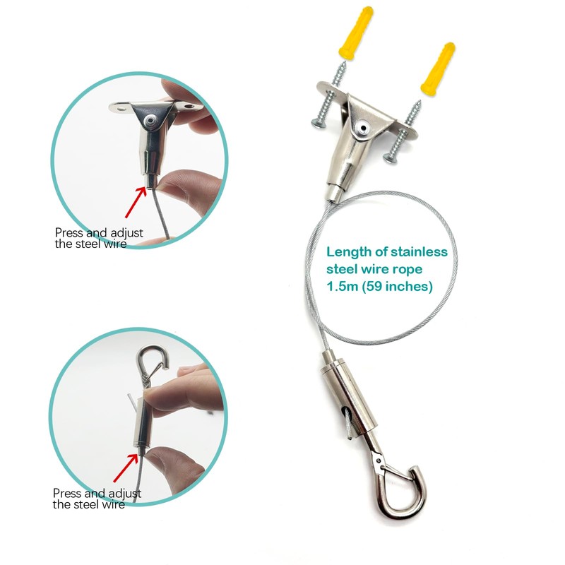 4-Piece Hanging Kit with 1.5-Meter Ropes Adjustable - High-Strength Stainless