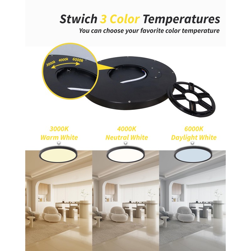 Flush Mount Led Ceiling Light,Round 12 Inch 24w 2520lm led