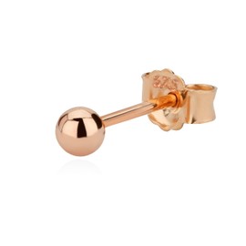 NKlaus Single 3 mm Ball Stud Earrings 375 Rose Gold Earrings 5562, Rose Gold