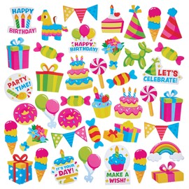 Baker Ross FN095 Birthday Foam Stickers - Pack of 150, Stickers for Kids Arts and Crafts