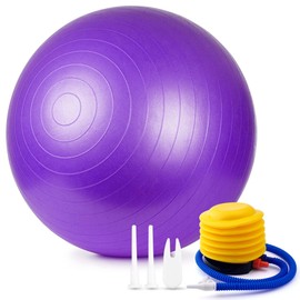 Anti-Burst Exercise Ball,Yoga Ball Chair with Pump Device,Non-Slip Matte Pilates Ball,Balance Ball for Stretching Core Yoga Pilates Birthing Pregnancy Stability Gym Workout Training,Purple(65cm)