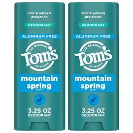 Tom’s of Maine Mountain Spring Natural Deodorant for Men and Women, Aluminum Free, 3.25 oz, 2-Pack