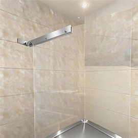 Fixed Glass Shower Panel Glass to Wall Support Bar, Frameless Shower Clamp L Shape Stabilizer Mounting Bracket, No-Drill-in(Silver, Right)
