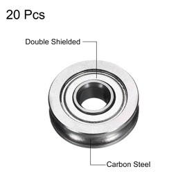 sourcing map 20pcs U604ZZ U Groove Track Guide Bearing 4x13x4mm U Groove Roller Wheel (GCr15) Chrome Steel Bearings, ABEC3