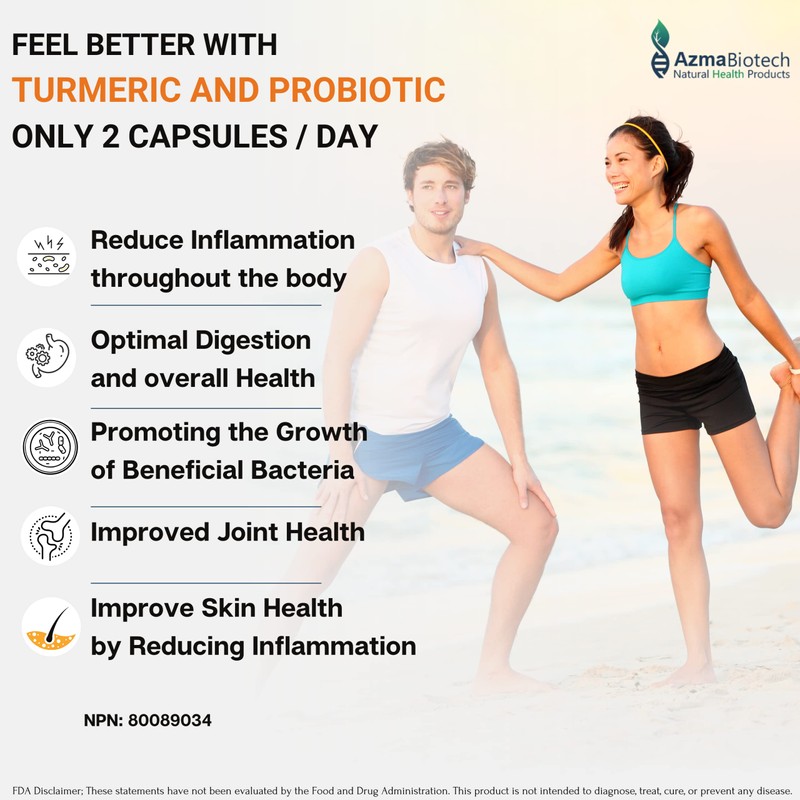 Turmeric Curcumin & Probiotic Capsules - 1000mg (2 caps) Organic