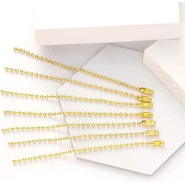 100Pcs Ball Bead Chain 4 Inches Long, 2.4mm Beads Chain Metal Iron Ball Bead Chain Small Tag Chain Keyring Chains Keychain with Connectors for Hanging Label Tags Badge Holders Golden