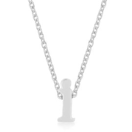 Unbranded Rhodium Plated Finish Initial I Pendant Necklace 18 Inch + 2 Inch Ext