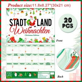 HOWAF 20 Sheets Christmas Game City Country Christmas with 21 Categories, A4, Game Pad, Board Games, Family Games, Party Game for Christmas, for Children, Teenagers & Adults, Gift Idea