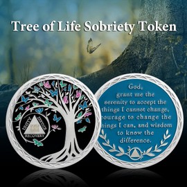 29 Year Sobriety Coin - Recovery Butterfly Tree of Life AA Coins - 29 Year AA Chips and Medallions - 1-40 Prime Sobriety Chip Alcoholics Anonymous Gifts for Men Women