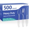 500 Count Clear Plastic Silverware Heavy Duty -Forks, Spoons,Knives