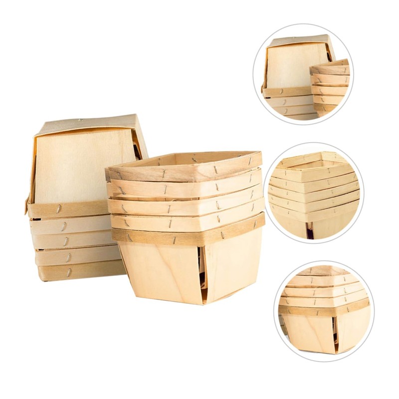 Ciieeo 10pcs Portable Wood Fruit Baskets Multi Functional Snack Storage
