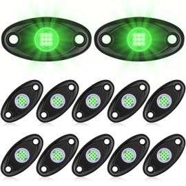 Macarrie 12 Pods Rock LED Lights for Car SUV Underglow Lights Waterproof Neon Trail Rig Lamp Lighting for Truck Motorcycle Boat ATV UTV and More(Green)
