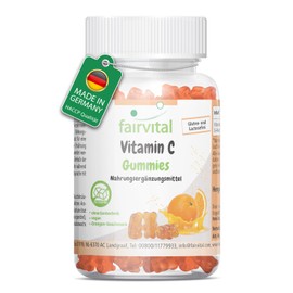 fairvital Vitamin C Gummies, Pack of 90, 500 mg per Daily Dose, Orange Flavour, High Dosage, 100% Vegan + Sugar Free, Quality Tested and High Dosage, Made in Germany