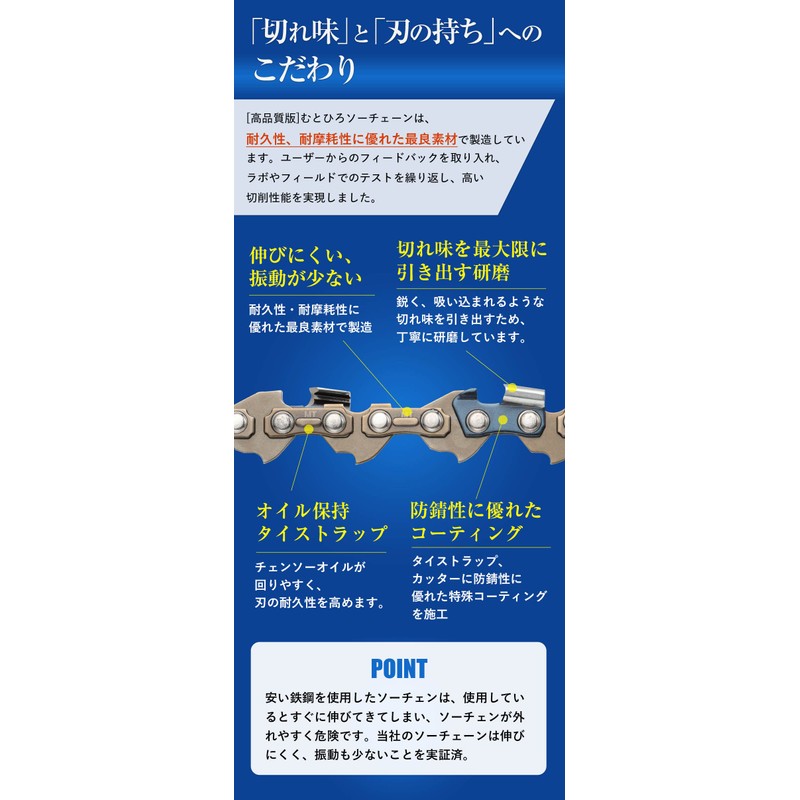 High Quality Version, MUTOHIRO Saw Chain, Compatible with 90PX-44E, Chainsaw