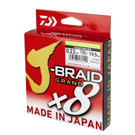 Daiwa J-Braid Grand x8E 0.16 mm, 10.0 kg/22.0 lbs, 135 m Chartreuse, Braided Fishing Line, 127697-016