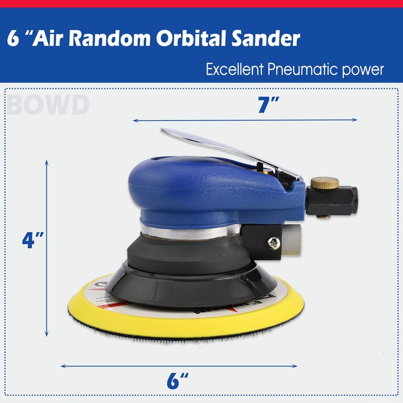 6 Inch Air Random Orbital Sander, Pneumatic Palm Sander tool