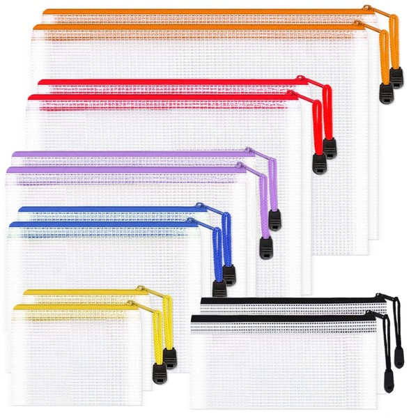 12Pcs Plastic Wallets Zip Lock Folders, Waterproof Document Wallet Bag,