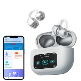 AI Voice Translator Headphones 3-in-1 Real Time Translator Earphones 138 Languages with LCD Touch Screen Headphones in Ear for Travel, Learning, Sports (White)