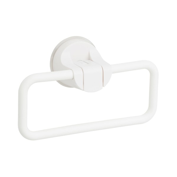 Lever Type, Strong Suction Cup Towel Ring, White, Total Length: