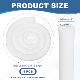 PATIKIL Pipe Insulation Foam Tube, Pool Noodles Foam Tubing Outdoor Wrap Pipe Covers 1" (25mm) ID x 2" (50mm) OD x 6.6 ft for Handle Grip HVAC Units, White