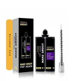 AIIUUUYJ Epoxy Grout,Waterproof Auto-Mix Dual Tubes Tile Grout,Advanced Grout for Shower Bathroom Kitchen Sink,Wall and Floor, Grout Cleaner Needless, 13.5 oz, Gold, No Gun