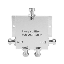 Cell Phone Power Splitter, 800-2500MHz 4-Way Power Splitter, for Indoor Antennas Cell Phones Signal