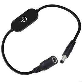 MTUERANC LED Switch Connector, DC 5.5mm x 2.1mm Male to Female Extension Cable with Touch Dimmer On Off Switch Controller for LED Strip Light 30cm/1Ft (5.5 * 2.1mm)