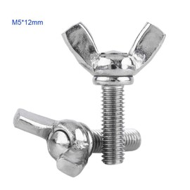 POCREATION 5PCS 8 Types M5 Butterfly Wing Nuts Assortment Kit, 304 Stainless Steel Wing Butterfly Screws Bolts Wingbolt Machine Fastener(M5*12mm), Screw