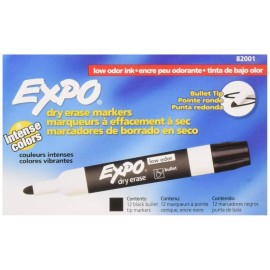 EXPO 12 Count Low Odor Dry Erase Markers Quick Dry Smear Proof Bold Ink