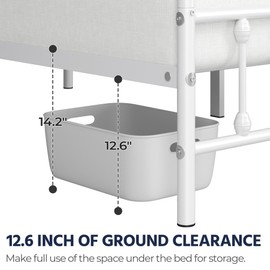Yaheetech Yaheetech Classic Metal Platform Bed Frame Mattress Foundation with Victorian Style Iron-Art Headboard/Footboard/Under Bed Storage/No Box Spring Needed/Twin Size White