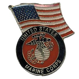 Pack of 50 US Marines Corps w/USA Flag Bike Motorcycle Hat Cap Lapel Pin HP4577