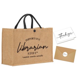 FBCCZEY Librarian Tote Bag with Thank You Card Librarian Gifts for Women Men Gifts for Librarians Christmas Birthday Gifts Thank You Appreciation Gifts for Family Sisters Personal Librarian