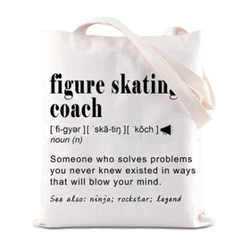 FOTAP Figure Skating Coach Definition Tote Bag - Ice Skating Coach Gift - White, Medium (14.56" x 12.59") - Adults - Unisex