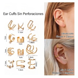 Aretes Savefree Ear Cuff 36pcs Sin Perforación Aleación Zinc Plateado
