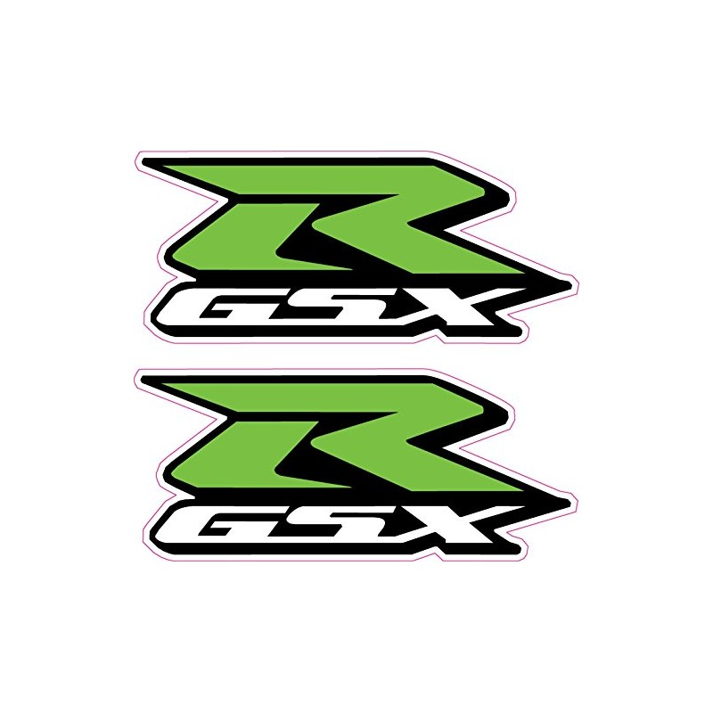 2 x GSXR Suzuki Motorcycle Stickers-Green 'R'-Decals Quality Printed Vinyl