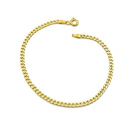 Kauf-mich-weg Women's Curb Bracelet 925 Sterling Silver Gold-Plated 3 mm Wide Choice of Length 16 16.5 17 17.5 18 18.5 19 19.5 20 21 22 cm Curb Chain Gold Bracelet, Silver