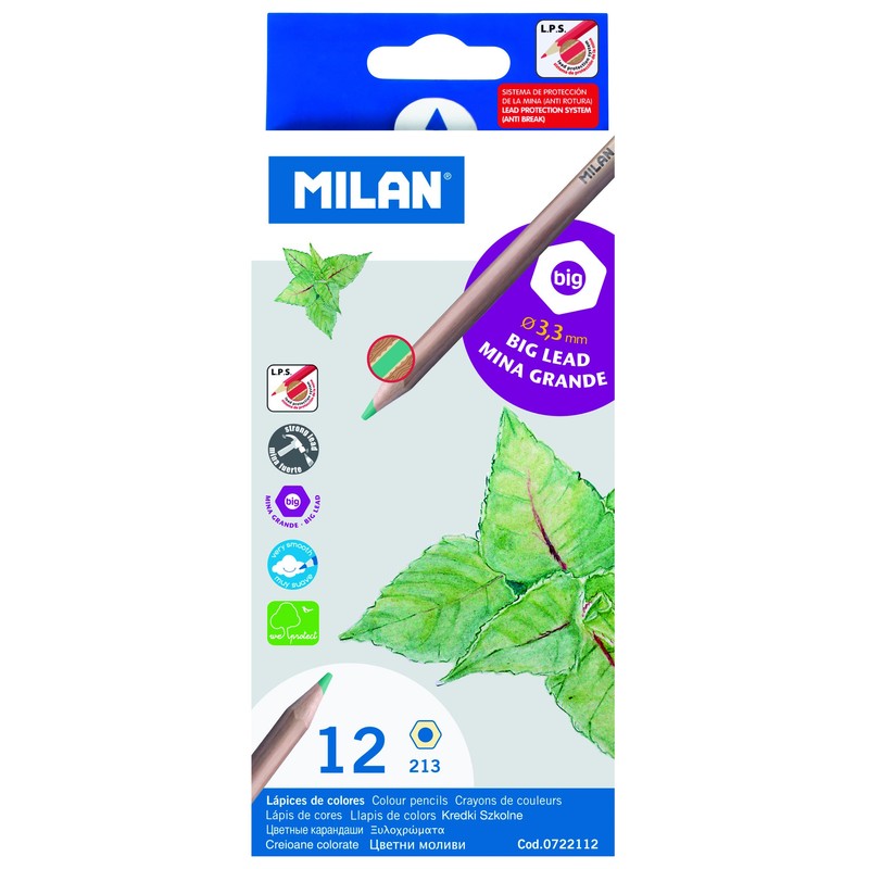 Caja 12 lápices de Colores con mina Grande Ø3,3 mm