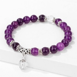 Pingyongchang Stress Relief Anxiety Yoga Bracelets for Women Men,Healing Crystal Natural Stone Mantra Stretch Bracelet Birthday Gifts for Her Girlfriend Wife Mom-Amethyst