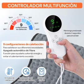 Compresas Calientes Terapeuticas - Manta Termica, 9 Niveles de Calor y 4 Ajustes de Temporizador con Apagado Automático, Compresa Caliente Electrica para Alivio de Dolores de Hombros Cuello Espalda, Manta Electrica de Lavable, Gris