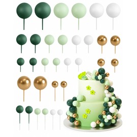YIPFEN Palline Decorative Torta Set 32 Pezzi, in Schiuma Oro, Mini Palloncini per Compleanno Matrimonio Festa Baby Shower, Accessori Pasticceria & Cupcake, Decorazioni Eleganti.