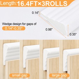 Wedge-Shape Weather Stripping Door Seal (White, 16.4FT - 3PCS)