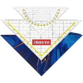 Aristo AR18101B Set 3-in-1 - TZ Triangle AR1650/2 & Set Square AR1552 Including Geocover Protective Case (Triangles with Ink Nubs, Geocover with Holes and Magnetic Closure) Deep Blue