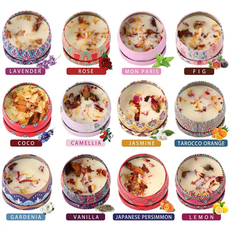 USSATO Juego De Regalo De Velas Perfumadas, 12 Latas Hechas